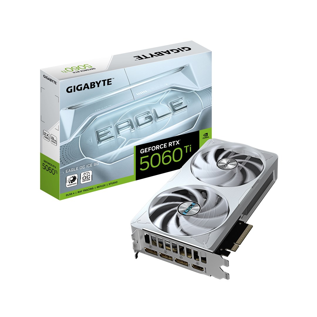 GIGABYTE GeForce RTX 5060 Ti EAGLE OC ICE 8G Graphics Card GV-N506TEAGLEOC ICE-8GD White 8 NVIDIA GDDR7
