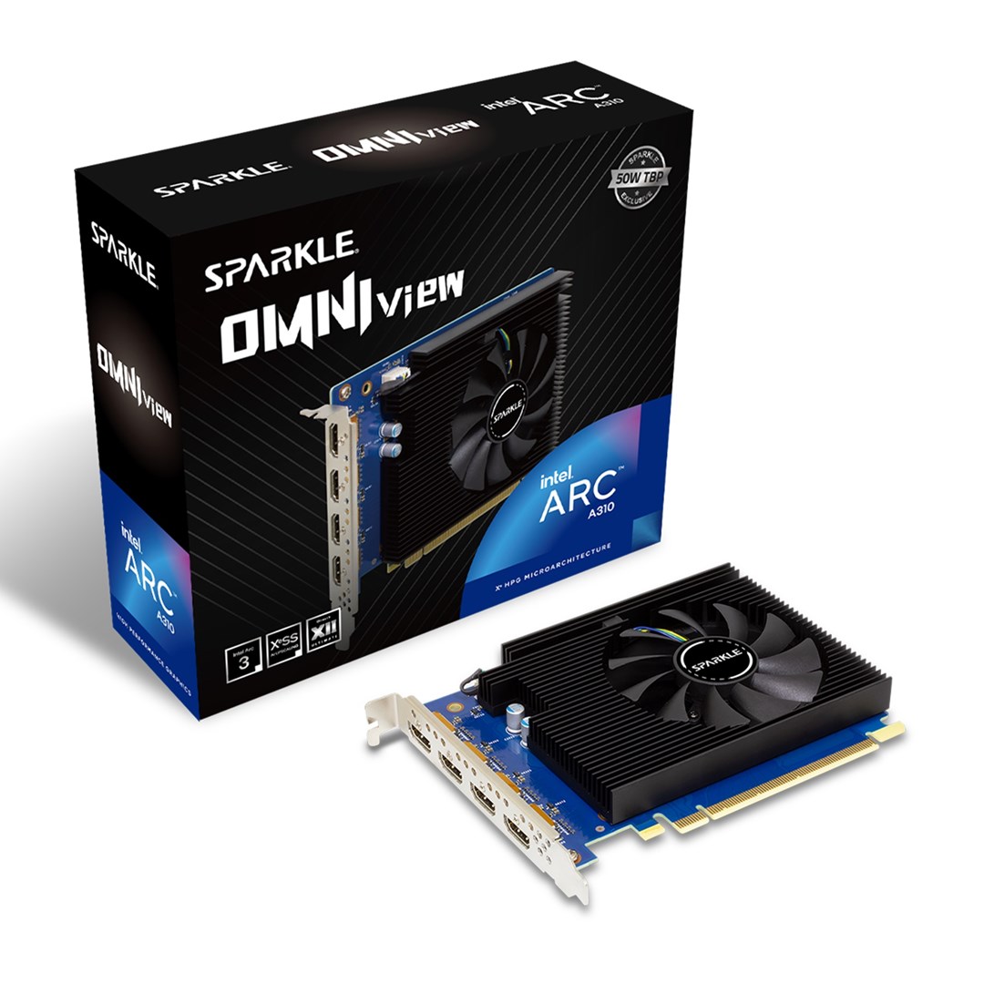 SPARKLE Intel Arc A310 Omni View 4GB graphics card SA310F-4G Black, Blue 4 GDDR6