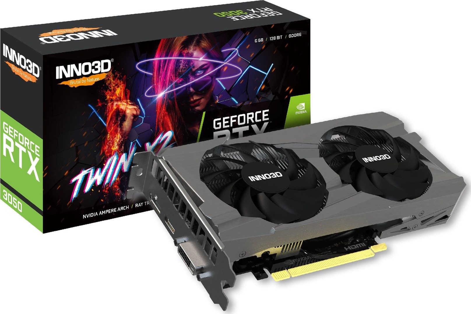 INNO3D GeForce RTX 3050 Twin X2 6GB V2 N30502-06D6-1880VA60 Black 6 NVIDIA GDDR6