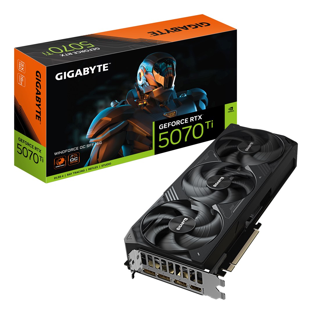 GIGABYTE GeForce RTX 5070 Ti WINDFORCE OC SFF 16G Graphics Card GV-N507TWF3OC-16GD Black 16 NVIDIA GDDR7
