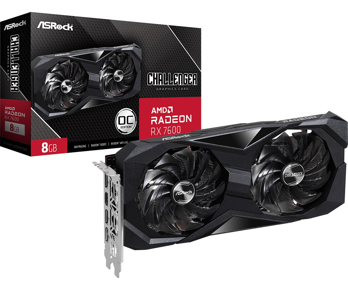 ASRock Radeon RX 7600 Challenger 8GB OC Graphics card 90-GA41ZZ-00UANF
