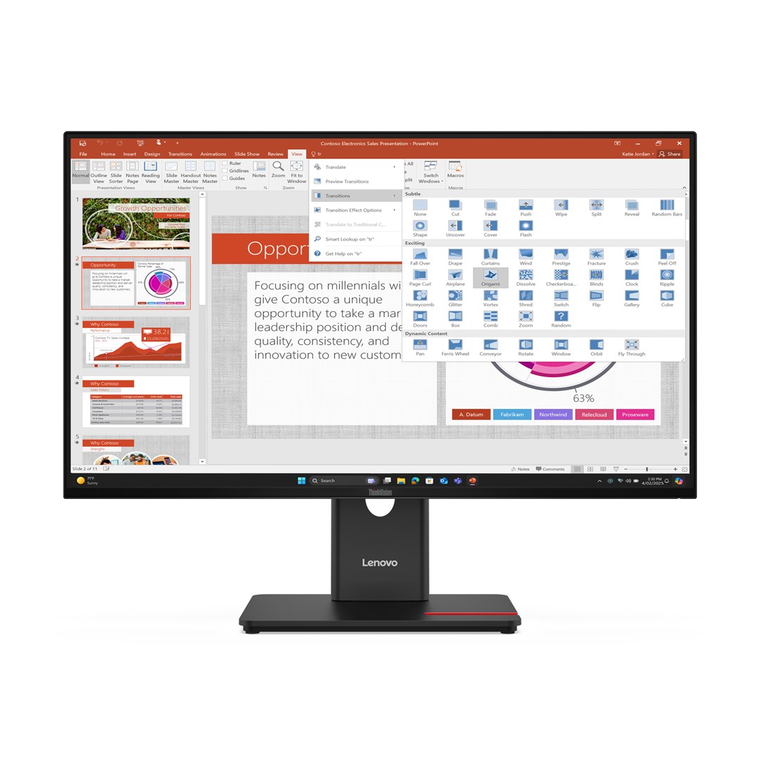 Lenovo ThinkVision T27-40 LED display 68.6 cm (27") 1920 x 1080 pixels Full HD Black 64A5ZAT6EU IPS 120 Hz 1920x1080