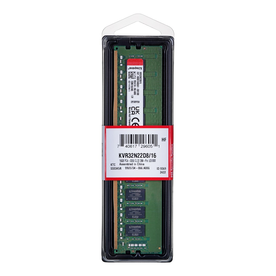 Kingston DIMM 16 GB DDR4-3200 Memory module 3200 MHz 1-module KVR32N22D8/16